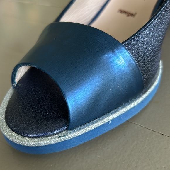 NIB Lightweight Chunky heel BLUE Leather/Metallic Slingback US 8.5/EU 39 - Picture 15 of 15